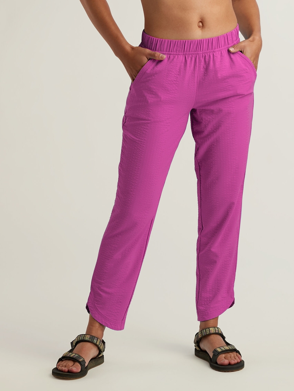 Slaycation Straight Leg Pants Petite Small Seersucker